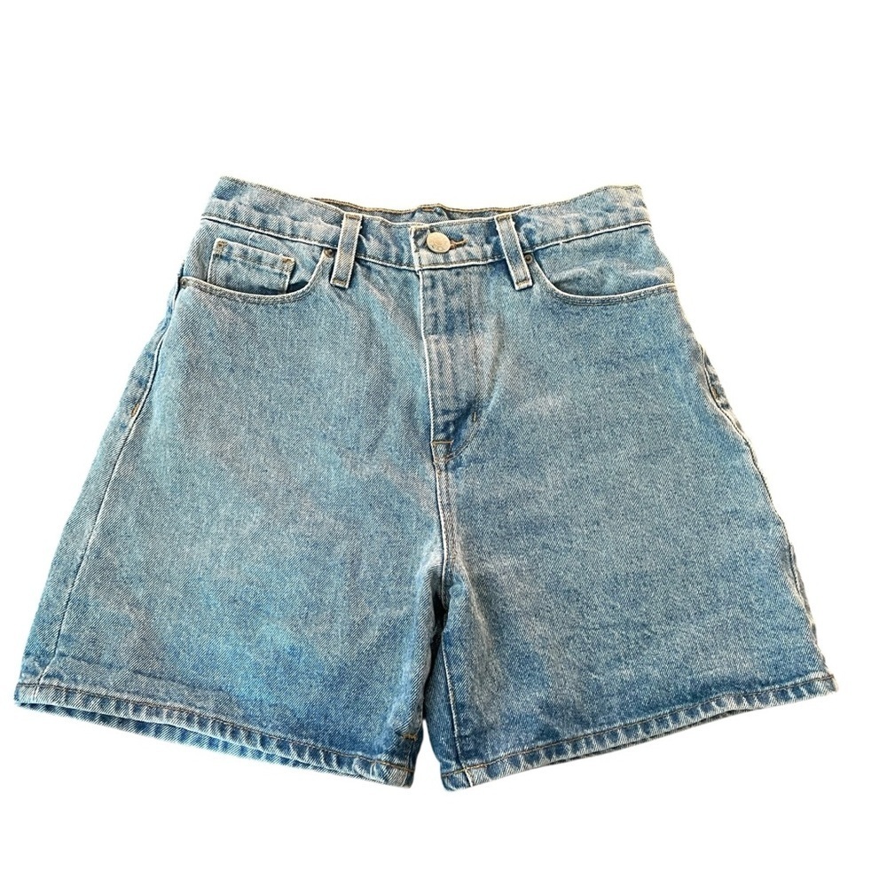 BDG Mom High Rise Light Blue Denim Long Shorts